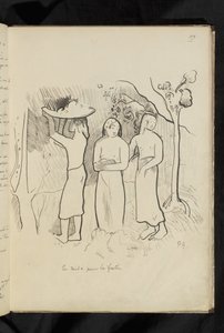 Antes e depois - desenho "En route pour le festin de Paul Gauguin