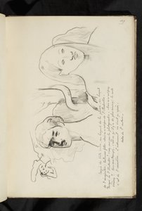 Avant et après - texto e desenho de Adão e Eva com a serpente enrolada à volta da árvore atrás deles de Paul Gauguin