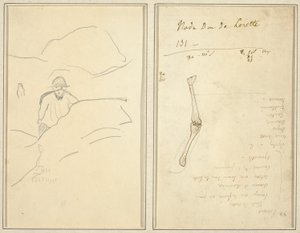 Menino Bretão em uma Paisagem; Estudo de um braço [verso] de Paul Gauguin