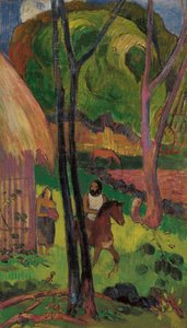 Cavaleiro em frente à cabana, 1902. de Paul Gauguin