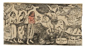 Mudança de residência, da série de gravuras tardias em xilogravura de Paul Gauguin