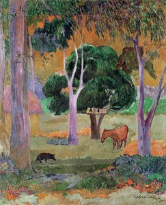Paisagem Dominicana ou Paisagem com Porco e Cavalo, 1903 de Paul Gauguin