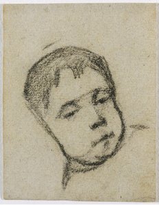 Emil Gauguin quando criança, cabeça em um travesseiro de Paul Gauguin