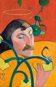 Francês: Autoportrait-charge, ou Autoportrait au nimbe Autorretrato com auréola de Paul Gauguin