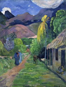 Francês: Rue de Tahiti Street em Tahiti de Paul Gauguin