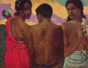 Francês: Trois Tahitiens, ou Conversação Três Taitianos de Paul Gauguin