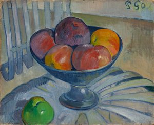 Prato de frutas em uma cadeira de jardim, c.1890 de Paul Gauguin