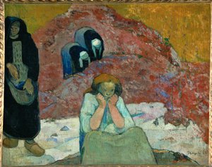 Colheita das uvas em Arles - miséria humana (óleo sobre tela) de Paul Gauguin