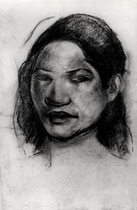 Cabeça de um taitiano (carvão sobre papel) de Paul Gauguin