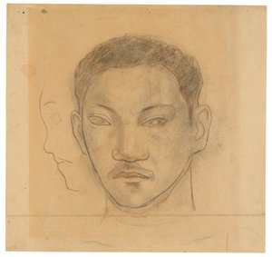 Cabeça de um taitiano com perfil da segunda cabeça à sua direita de Paul Gauguin