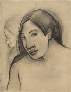Chefes das mulheres taitianas, vistas frontal e de perfil, 1891-93 de Paul Gauguin