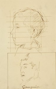 Cabeças de um menino e um homem (auto-retrato?) [verso] de Paul Gauguin