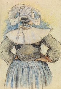 La Bretonne, Pont-Aven c.1886 (giz sobre papel) de Paul Gauguin