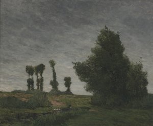 Paisagem com choupos (óleo sobre tela) de Paul Gauguin