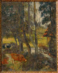 Paisagem da Normandia com lago (pintura sobre tela) de Paul Gauguin