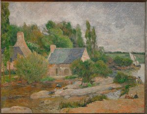 Les lavandieres a Pont-Aven Lavadeiras em Pont-Aven (pintura sobre tela) de Paul Gauguin