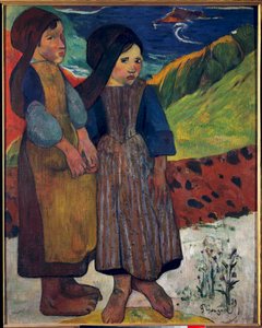 Pequenos bretões antes do mar Pintura de Paul Gauguin (1848-1903) 1889 Sol. 0,92 X 0,73 m. Tóquio. Museu Nacional de Arte Ocidental de Paul Gauguin