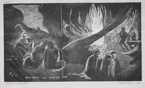 Noé, o diabo fala do poder do mau espírito, 1893-94. de Paul Gauguin