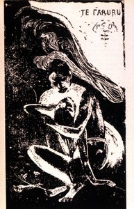 Paul Gauguin "Te Faruru" (eles fazem amor). Xilografia do período taitiano por Paul Gauguin (1848 - 1903). 1891 - 1897. de Paul Gauguin