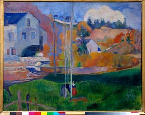 Paysage de Bretagne, le moulin david (paisagem na Bretanha, o moinho David) Pintura de Paul Gauguin (1848-1903) de Paul Gauguin