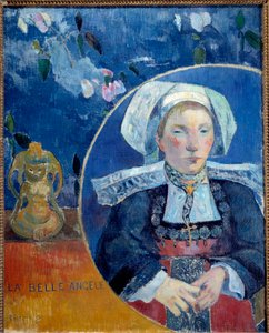 Retrato da bela Angele A Bretonne em traje tradicional - Retrato de Madame de Satre (1868-1932) hoteliere in Pont Aven (Pont-Aven) - Pintura de Paul Gauguin (1848-1903) 1889 Sol 0,92 x 0,73 m Paris, musee d