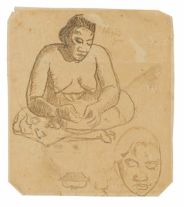 Mulher sentada do Taiti (reto); Mulher taitiana em pé (verso) de Paul Gauguin
