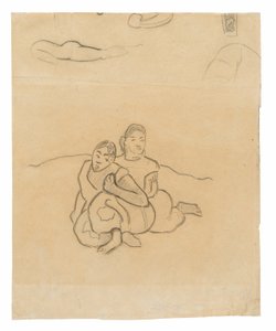 Mulheres sentadas do Taiti (relacionado com a pintura Nafea faa ipoipo [Quando você vai se casar?]) e outros esboços de Paul Gauguin