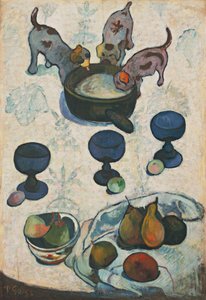 Natureza Morta com Três Filhotes de Paul Gauguin