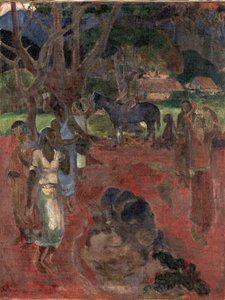 Paisagem do Taiti com nove figuras. de Paul Gauguin