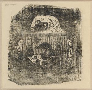 Te Atua (Os Deuses) Prato Pequeno [verso] de Paul Gauguin