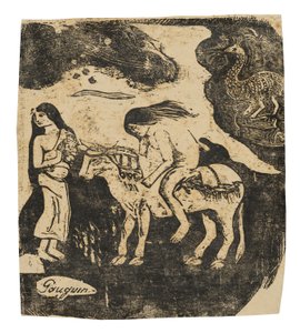 A violação de Europa, da série de gravuras tardias em xilogravura de Paul Gauguin