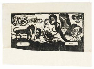 Três pessoas, uma máscara, uma raposa e um pássaro, headpiece para Le sourire de Paul Gauguin