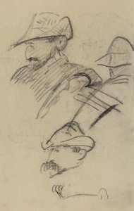 Três estudos de um homem usando um chapéu [reto] de Paul Gauguin