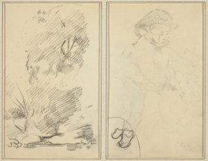 Árvores; Esboço de Breton Boy [verso] de Paul Gauguin