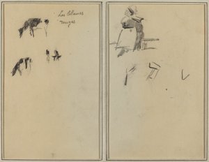 Duas vacas; Uma mulher bretã sentada [verso] de Paul Gauguin