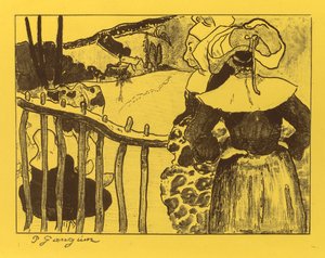 Suite Volpini: Breton Women by a Gate de Paul Gauguin