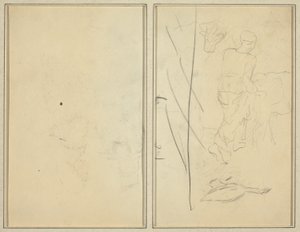 Mulher com Vaca e Ganso; Contraprova [verso] de Paul Gauguin