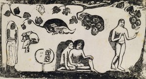 Mulheres, Animais e Folhagem; Mulheres, animais e folhagem, 1895-1903 de Paul Gauguin