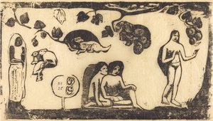 Mulheres, Animais e Folhagens Mulheres, animais e folhagens, em ou após 1895. de Paul Gauguin