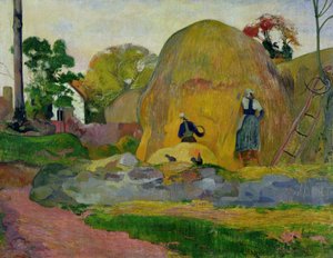 Monte de feno amarelo ou colheita dourada, 1889 de Paul Gauguin