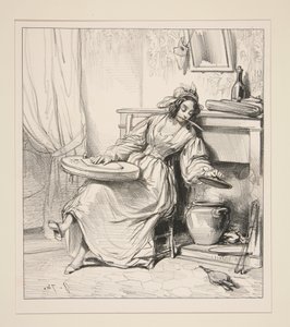 ... - Adolphe! Adolphe! Quer então deixar morrer a sua Eugenie!... de Paul Gavarni