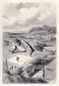 Gulliver tem uma audiência com o imperador de Lilliput, da edição francesa de Gullivers Travels por Jonathan Swift de Paul Gavarni