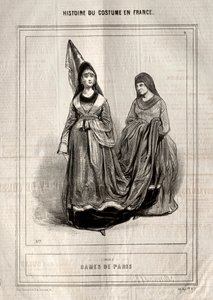 História do traje na França: Dames de Paris, 1843. de Paul Gavarni