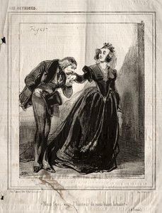 Atrizes: faremos de você a honra de beijar sua mão, 1843. de Paul Gavarni