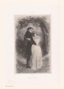 Amo o casal em um caminho de floresta Projets de bonheur (título no objeto) de Paul Gavarni
