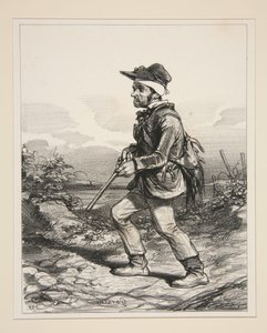 Sr. Gontard (du Clos-Gorju), grande proprietário, eleitor elegível, à caça ao amanhecer (Da série: Types Contemporaines) de Paul Gavarni