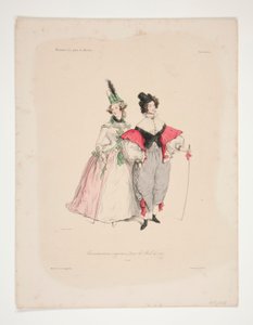 ORIGINAL TRAVESTISSEMENS (sic) para os bailes de 1834. Nos. 2 e 3. de Paul Gavarni