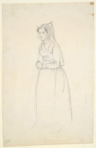 Mulher em traje de camponesa (reto e verso) de Paul Gavarni