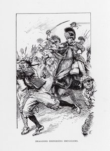 Dragões a dispersar contrabandistas (litografia) de Paul Hardy