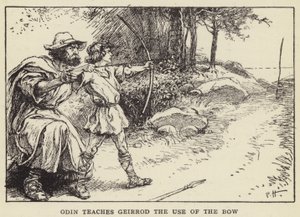 Odin ensina a Geirrod o uso do arco de Paul Hardy